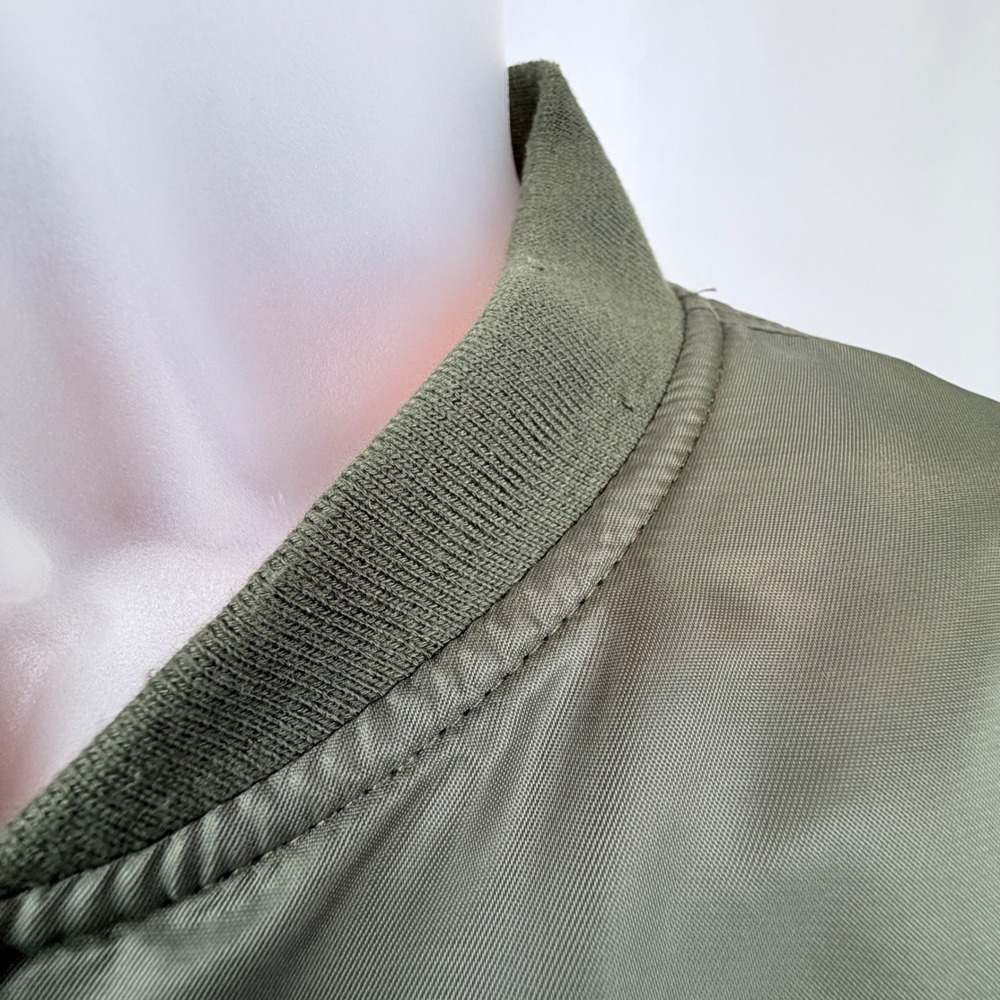 Avidace M Olive Green MA-1 Flight Bomber Jacket Quilted Lined Military Zip Mens - Picture 8 of 12